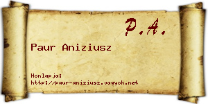 Paur Aniziusz névjegykártya